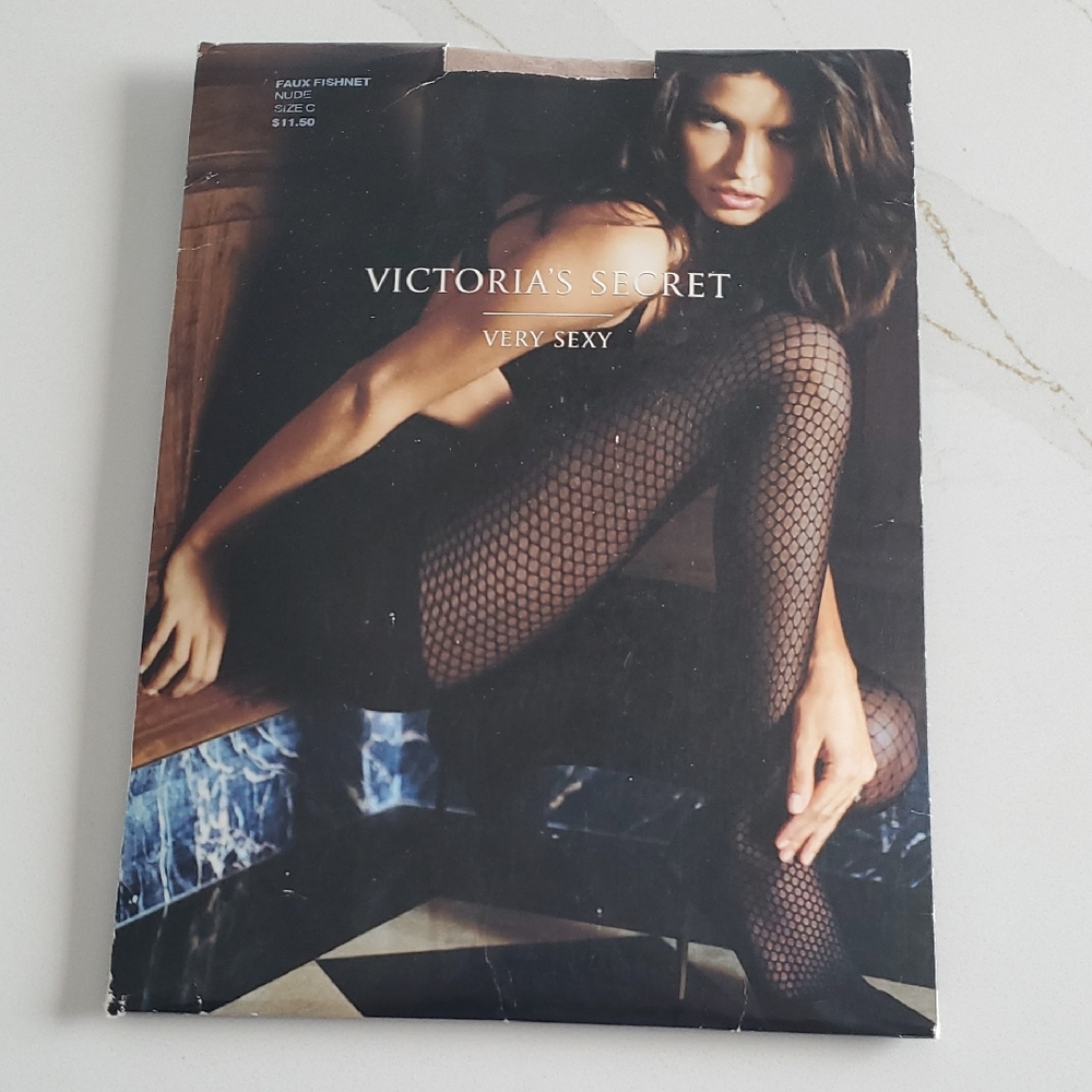Victoria Secret NWT faux fishnet pantyhose, nude color, size C